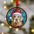 Goldendoodle in Santa Hat Suncatcher Decoration